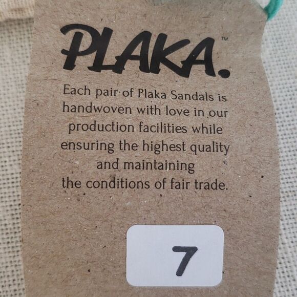 Plaka Sandal Womens 7 Oceanside Blue Green Woven Thong Flip Flop Slip on Shoe - Picture 4 of 6